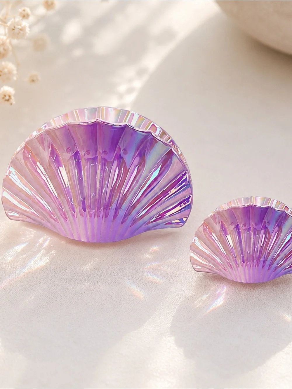 Iridescent Shell Hair Clip - Purple Pink Shimmer